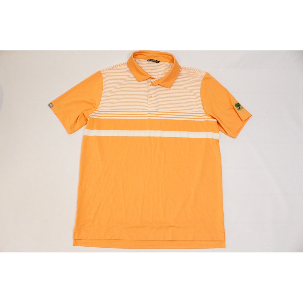Levelwear Mens XL Golf Polo Shirt Orange White Striped Stonington Country Club